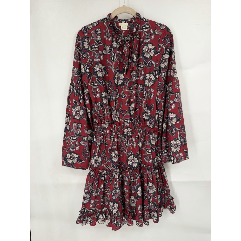 Shoshanna Floral Tiered Mini Dress Women 2 Red Cottagecore Romantic Coquette